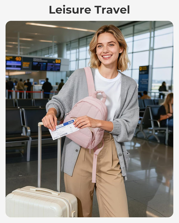 BAGSMART Quilted Puffer Backpack – Secure Small Bookbag with Hidden Zipper, Water-Resistant Commuter Purse