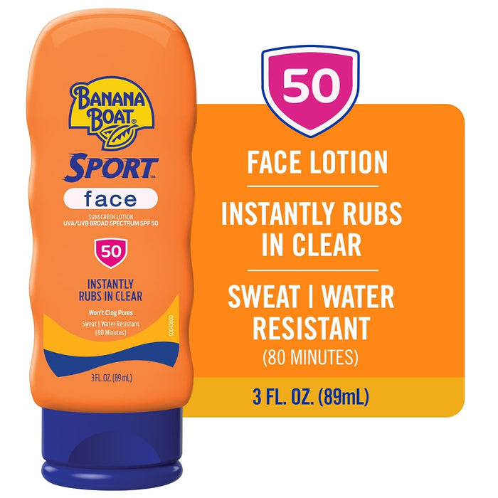 Banana Boat Sport Sunscreen for Face SPF 50 – Practical Birthday Gift for Outdoor-Curious Friends, Pack of 2
