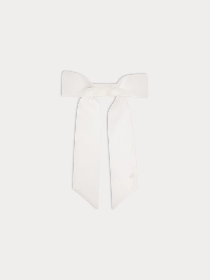Barrette Domina nœud en soie blanche