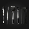 The HexClad BBQ Tool Set, 8pc, against a black background.