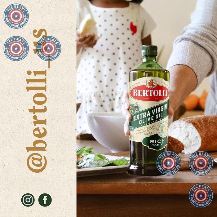 Bertolli Extra Virgin Olive Oil Rich Taste 32 fl oz – 0.3% Acidity Extra Virgin Oil for Discerning Palates