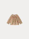 Blouse bébé Pompom en tissu Liberty smockée et brodée main en coton biologique