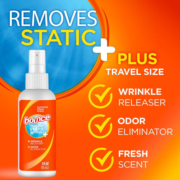 3-in-1 formulation combining anti-static, instant wrinkle release, and odor elimination