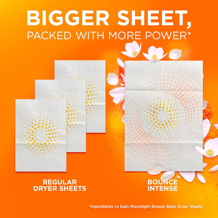 Bounce Intense Dryer Sheets, Vibrant Fresh, 60 Count, Thoughtful Housewarming Gift for Her