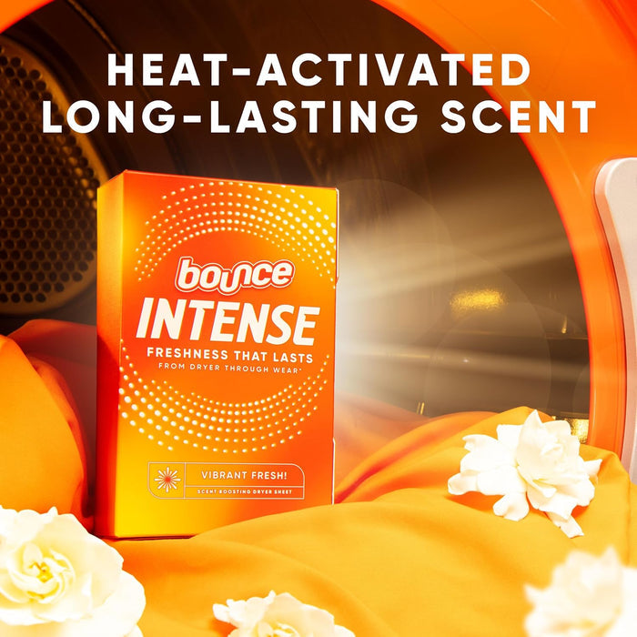 Bounce Intense Dryer Sheets, Vibrant Fresh, 60 Count, Thoughtful Housewarming Gift for Her