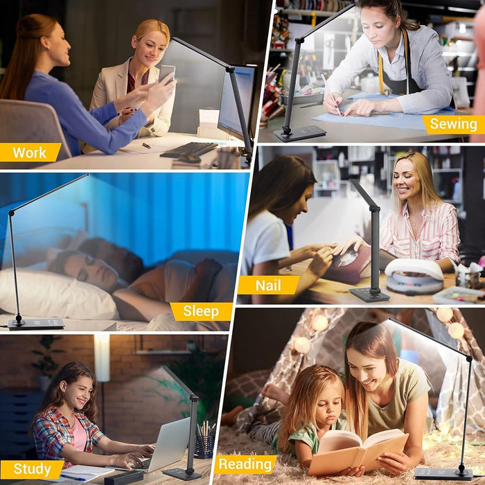 BrandName Task Lamp – Computer Desk Work Light, Foldable Eye-Care LED with USB Charging for Remote Workers