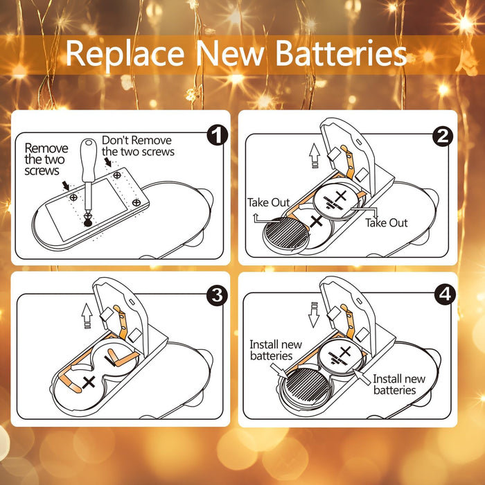 battery powered by included cr2032 button cells lasting ~24 hours continuous or 3-4 days on timer