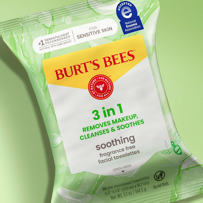 Burt's Bees Aloe Towelettes – Hypoallergenic Skincare Gift for Mom on Mother's Day