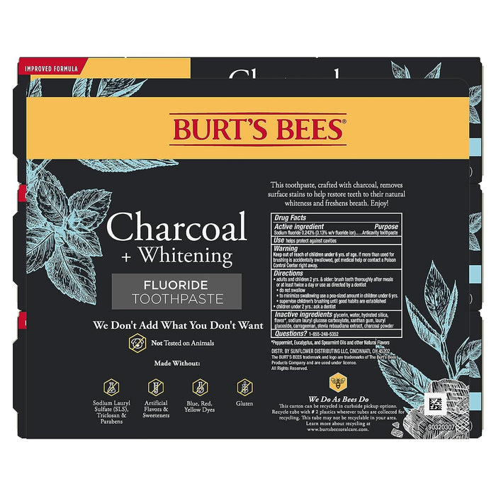 Burt's Bees Charcoal Toothpaste Variety – Mint and Hemp Seed Flavors for Sensory Self-Care Routines