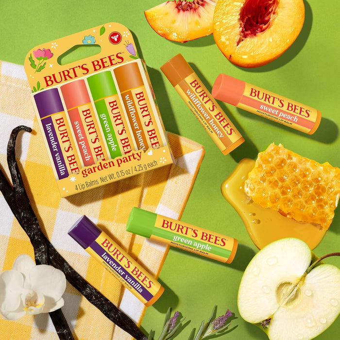 Burt's Bees Tint Free Lip Balm Collection – Less Is More Makeup Bag Upgrade, 4 Pack Simple Hydration
