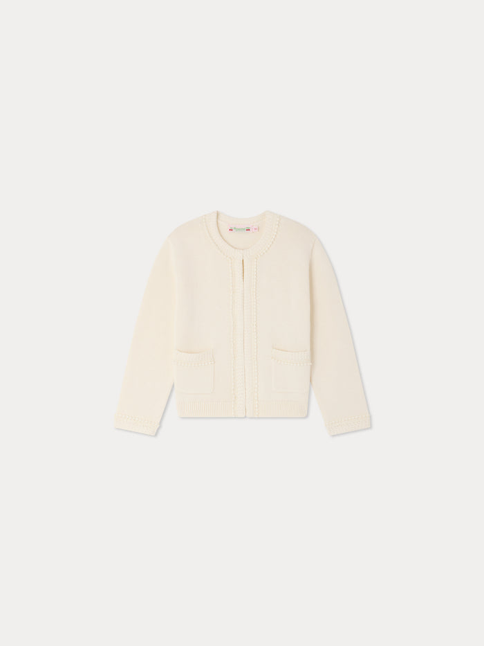 Cardigan Lianne col rond en coton biologique et cachemire