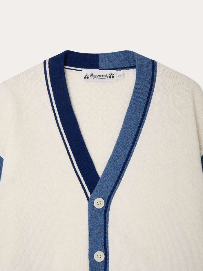 Cardigan Loris col V en coton biologique et cachemire