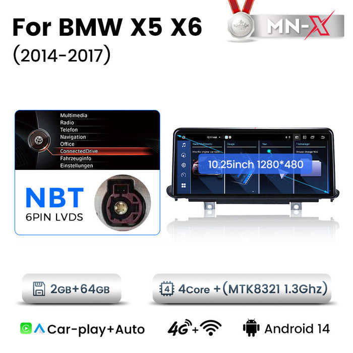 Carplay 10.25" Android GPS Navigation for BMW X5 X6 F15 F16
