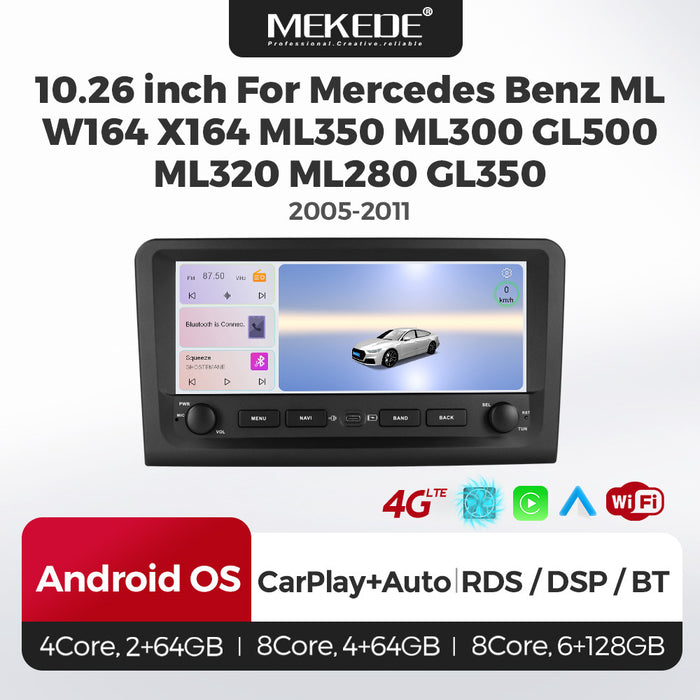 Carplay Compatible 10.25-inch Navigation Radio for Mercedes-Benz ML W164 GL X164