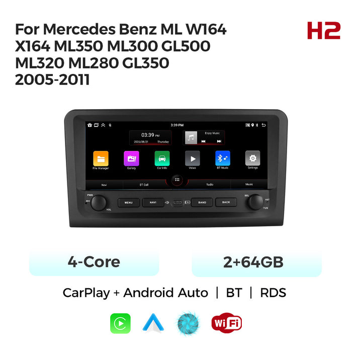 Carplay Compatible 10.25-inch Navigation Radio for Mercedes-Benz ML W164 GL X164