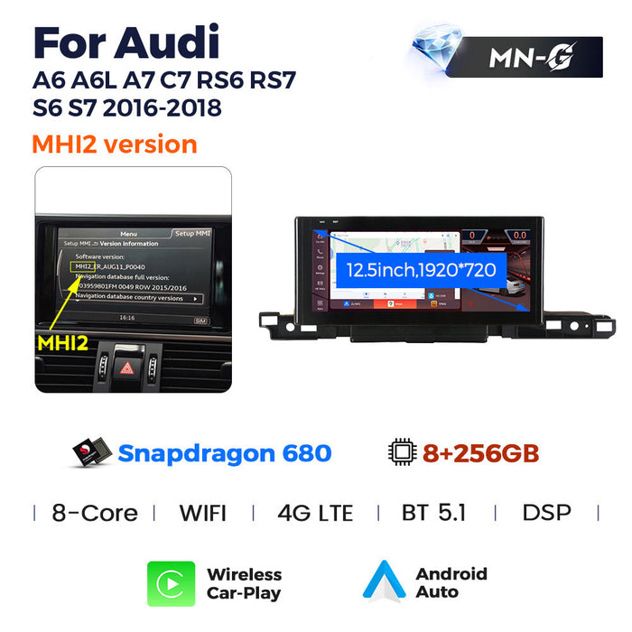 CarPlay Compatible Android Large Screen Navigation for Audi A6 A7 C7 S6 (2016-2020)