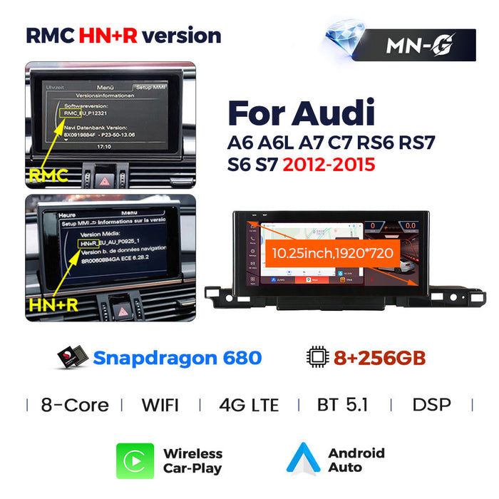 CarPlay Compatible Android Large Screen Navigation for Audi A6 A7 C7 S6 (2016-2020)