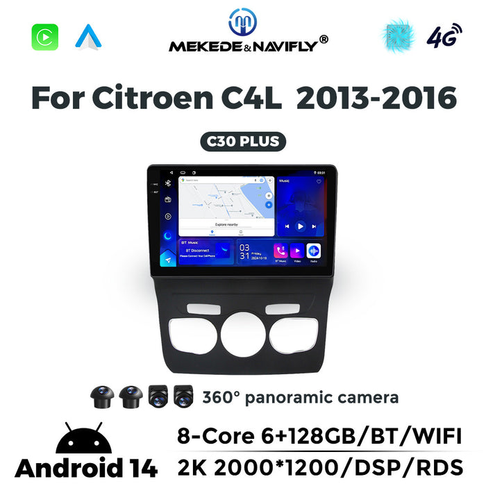 Carplay Compatible Android Large Screen Navigation for Citroen C4L (2013-2016)