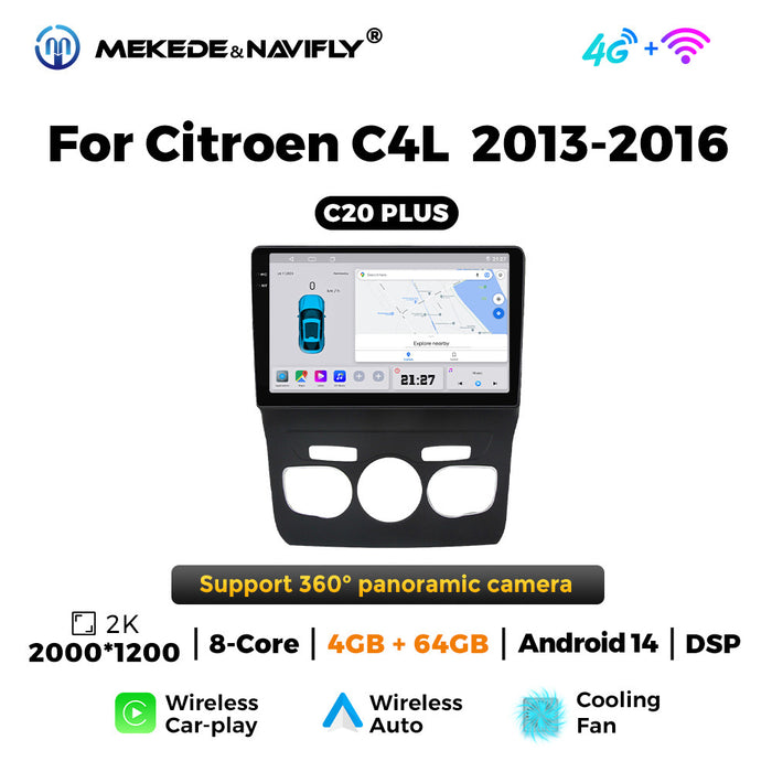 Carplay Compatible Android Large Screen Navigation for Citroen C4L (2013-2016)