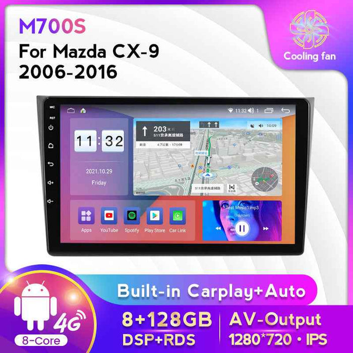 Compatible with the modified Android large screen in-car navigation screen for Mazda CX9 models 06-16, 8+128GB