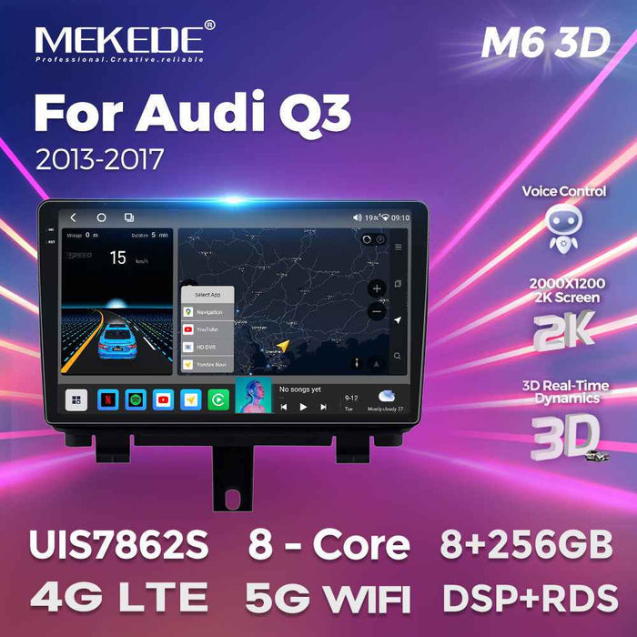 Suitable for Audi Q3 13-17 Android large screen central control car navigation radio screen M6Pro 3D version