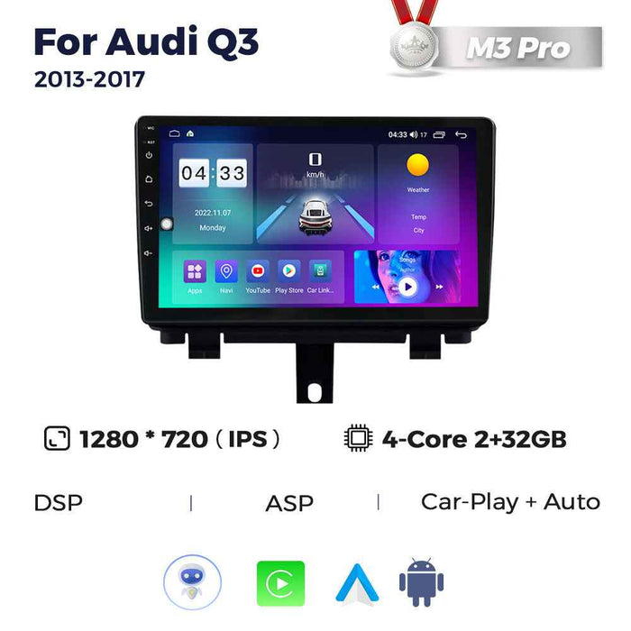 Suitable for Audi Q3 13-17 Android large screen central control car navigation radio screen M6Pro 3D version