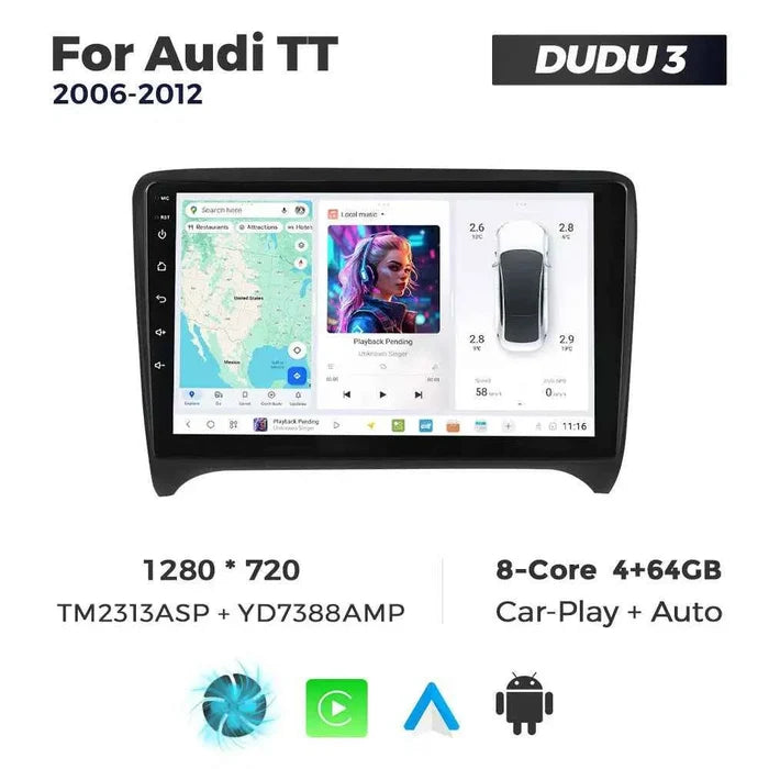 DUDUAUTO Suitable for Audi TT 06-12 Android Large Screen Central Control Car GPS Navigation Bluetooth Carplay