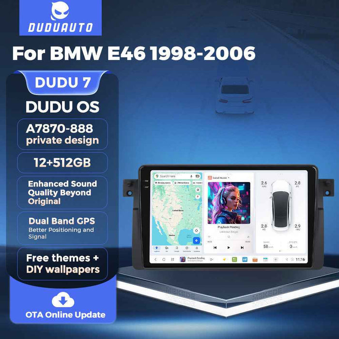 DUDUAUTO is suitable for BMW E46 M3 98-06 Android large screen central control car navigation Bluetooth Carplay