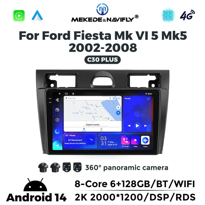 Carplay Compatible Ford Fiesta MK5 2002-2008 Android Navigation Screen