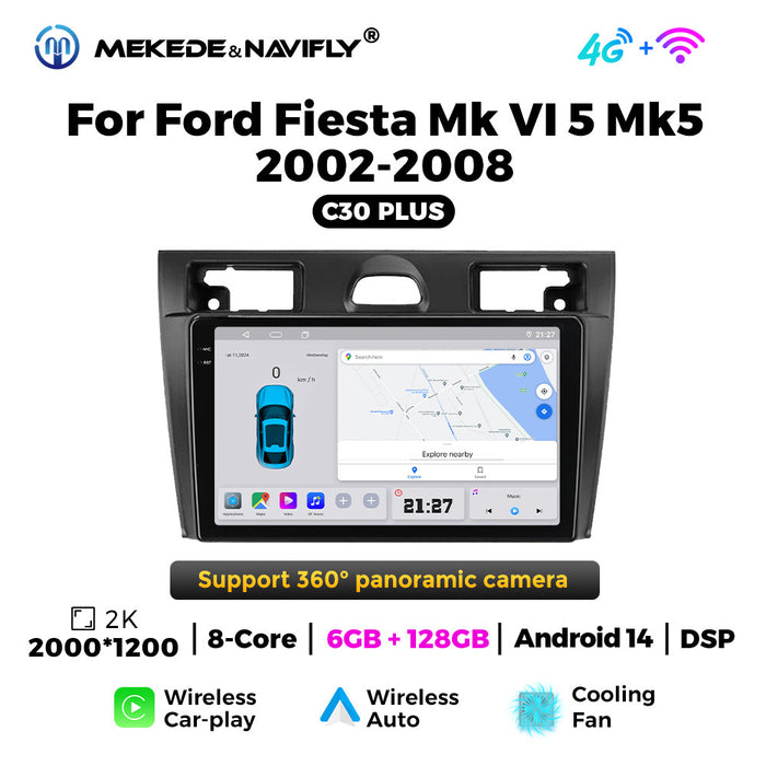 Carplay Compatible Ford Fiesta MK5 2002-2008 Android Navigation Screen