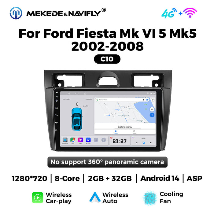Carplay Compatible Ford Fiesta MK5 2002-2008 Android Navigation Screen