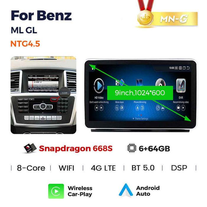 Compatible with Mercedes-Benz ML/GL W166/X166 12-15 Android large screen central control in-car navigation Bluetooth CarPlay