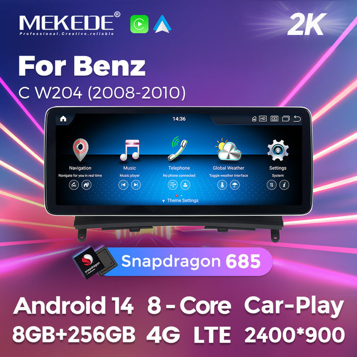 CarPlay Compatible Large Screen Navigation System for Mercedes-Benz C-Class W204 C63 (2008-2010)
