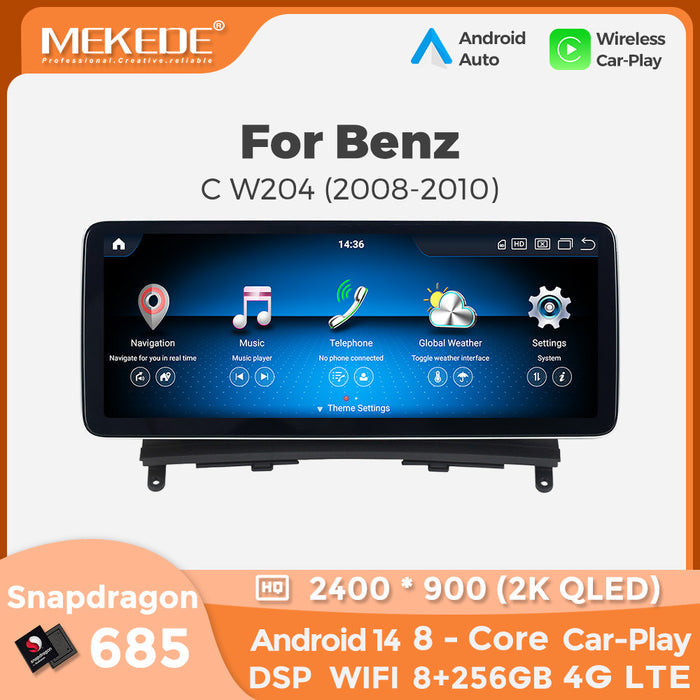 CarPlay Compatible Large Screen Navigation System for Mercedes-Benz C-Class W204 C63 (2008-2010)