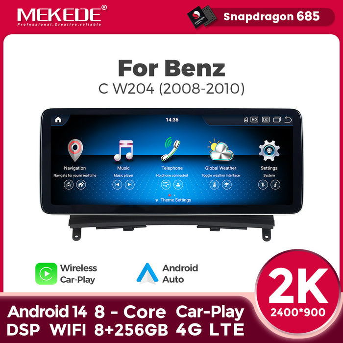 CarPlay Compatible Large Screen Navigation System for Mercedes-Benz C-Class W204 C63 (2008-2010)