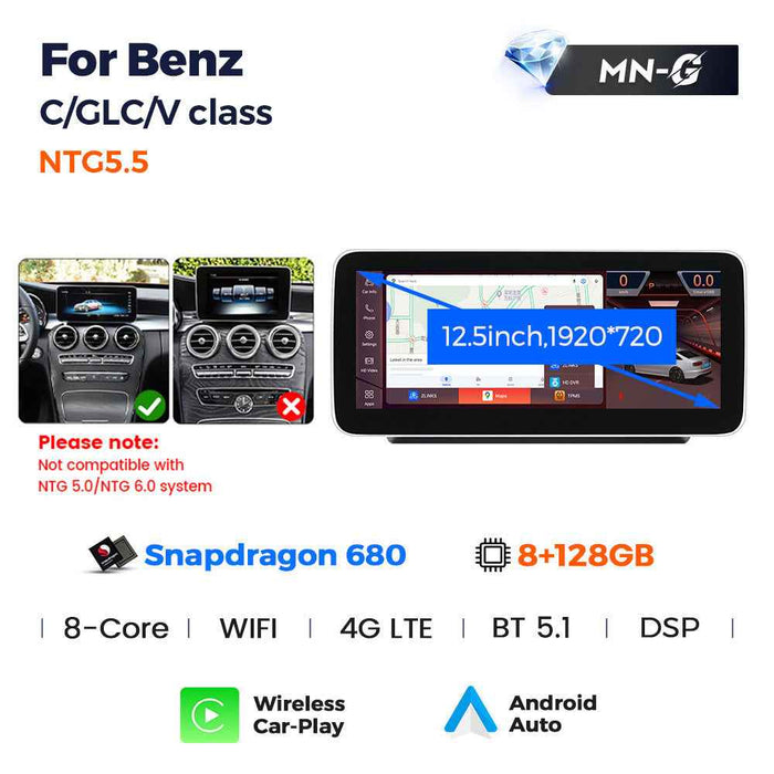 Applicable to Mercedes-Benz C-class V-class/GLC-class W205/X253/W461 Android large screen central control car navigation Bluetooth