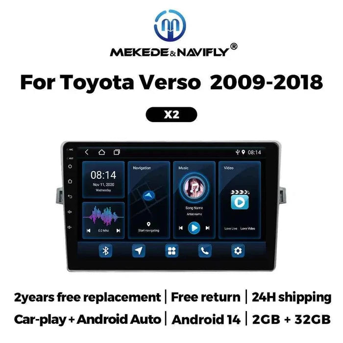 For Toyota Corolla Verso 09-18 Android Car GPS Navigation MP5 Bluetooth Player Carplay