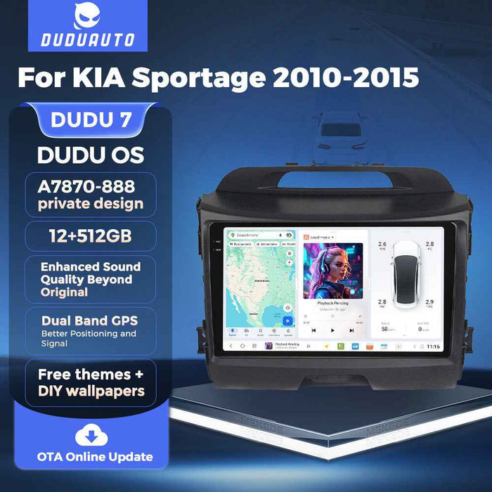 DUDUAUTO is suitable for Kia Smart Run 11-14 years Android large screen central control car navigation Bluetooth Carplay