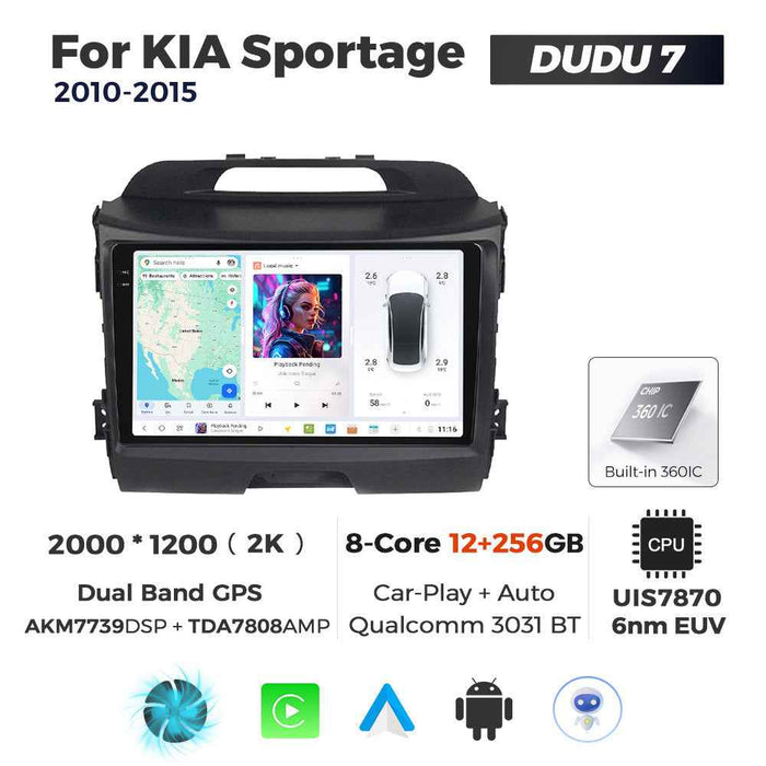 DUDUAUTO is suitable for Kia Smart Run 11-14 years Android large screen central control car navigation Bluetooth Carplay