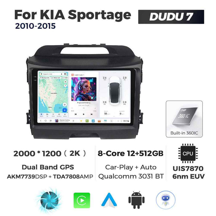DUDUAUTO is suitable for Kia Smart Run 11-14 years Android large screen central control car navigation Bluetooth Carplay