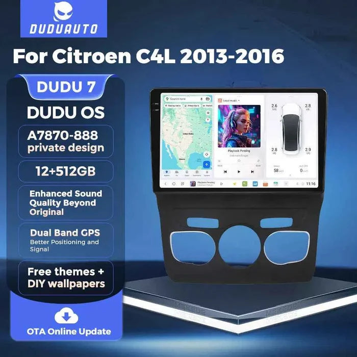 DUDUAUTO for Citroen C4L 13-16 Android large screen central control car navigation Bluetooth Carplay