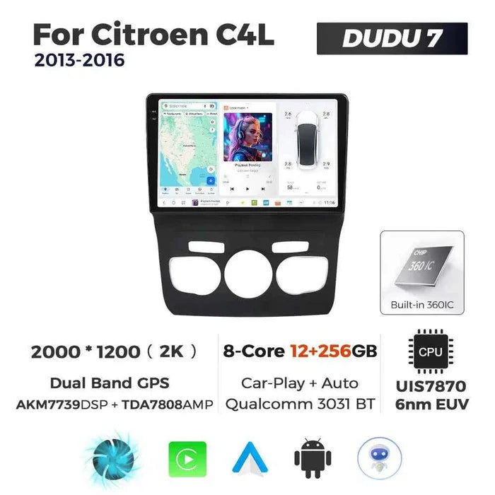 DUDUAUTO for Citroen C4L 13-16 Android large screen central control car navigation Bluetooth Carplay
