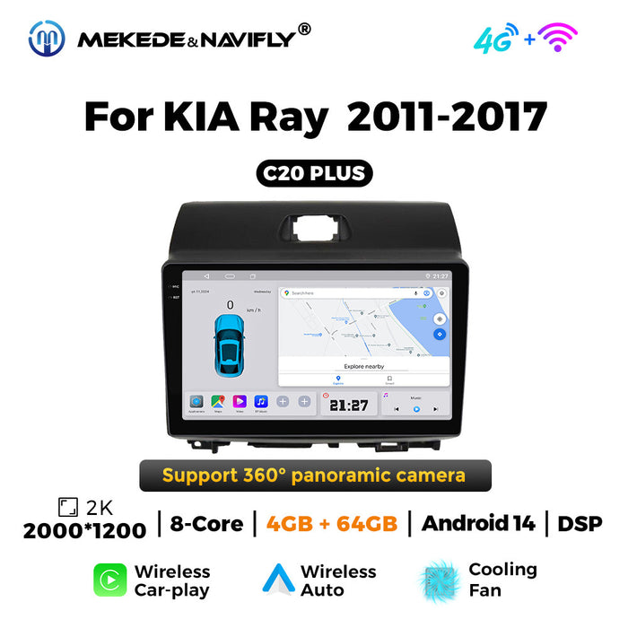 Carplay Integration for Kia Ray 2011-2017 – Large Android Navigation Screen