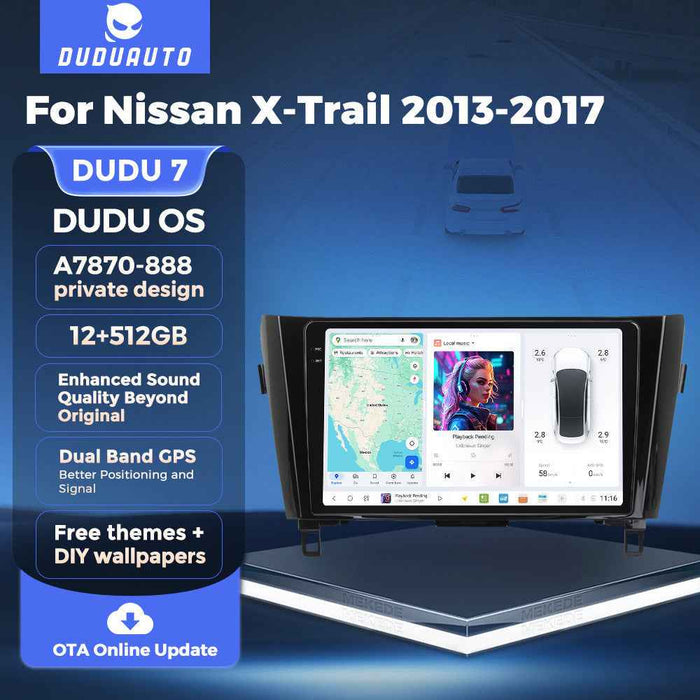 DUDUAUTO for Nissan X-trail 13-17 Android large screen central control car navigation Bluetooth Carplay