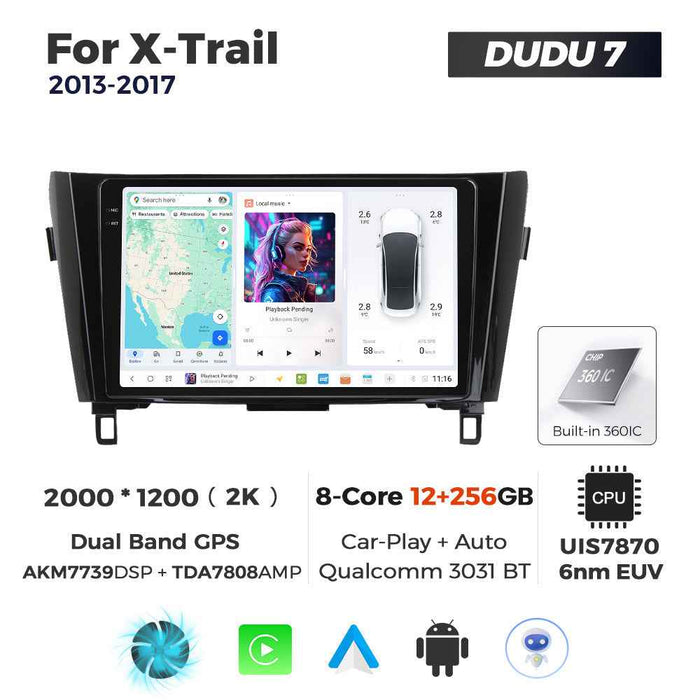 DUDUAUTO for Nissan X-trail 13-17 Android large screen central control car navigation Bluetooth Carplay