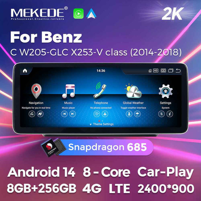 Applicable to Mercedes-Benz C-class GLC-class GT W205 X253 Android large screen central control car navigation Bluetooth Carplay