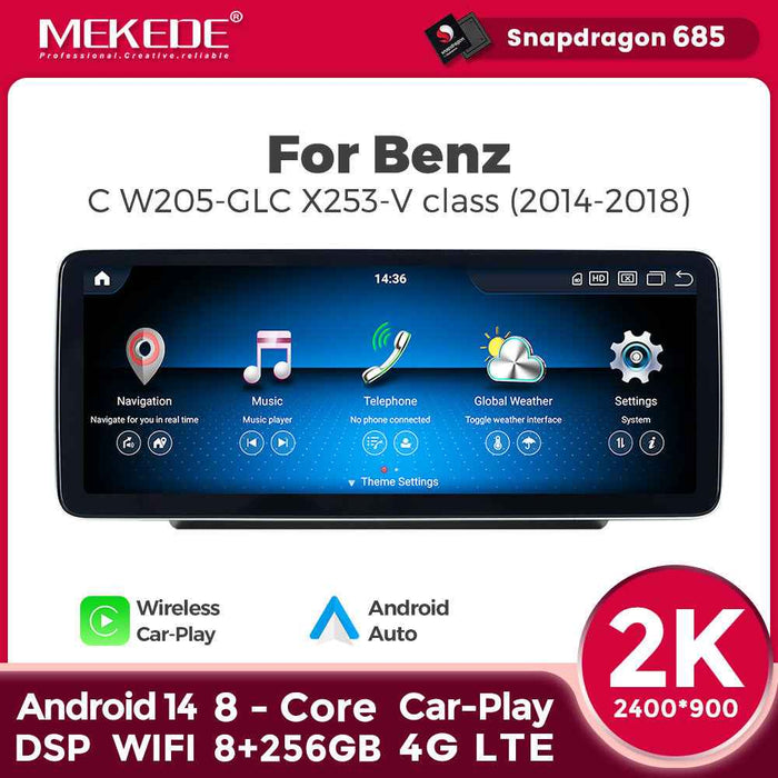 Applicable to Mercedes-Benz C-class GLC-class GT W205 X253 Android large screen central control car navigation Bluetooth Carplay