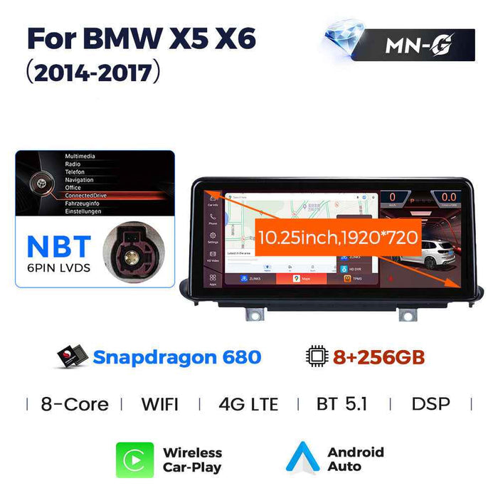 10.25 inch Suitable for BMW X5 X6 F15/F16 Android large screen central control Car navigation Bluetooth Carplay