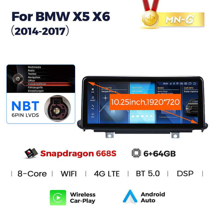 10.25 inch Suitable for BMW X5 X6 F15/F16 Android large screen central control Car navigation Bluetooth Carplay