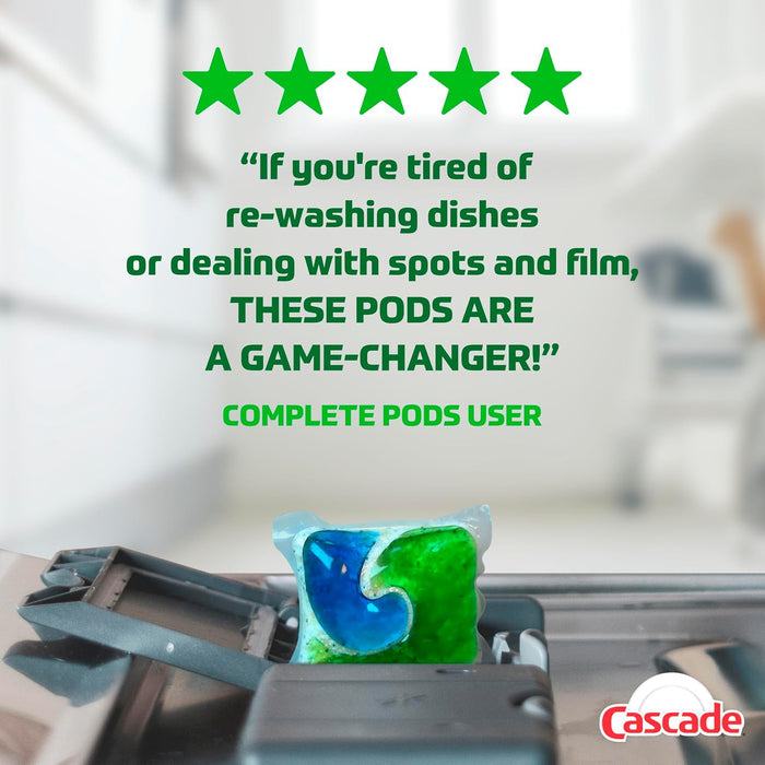 Cascade Complete ActionPacs – Quick Cycle Dish Detergent for Remote Work Households, No Pre-Wash